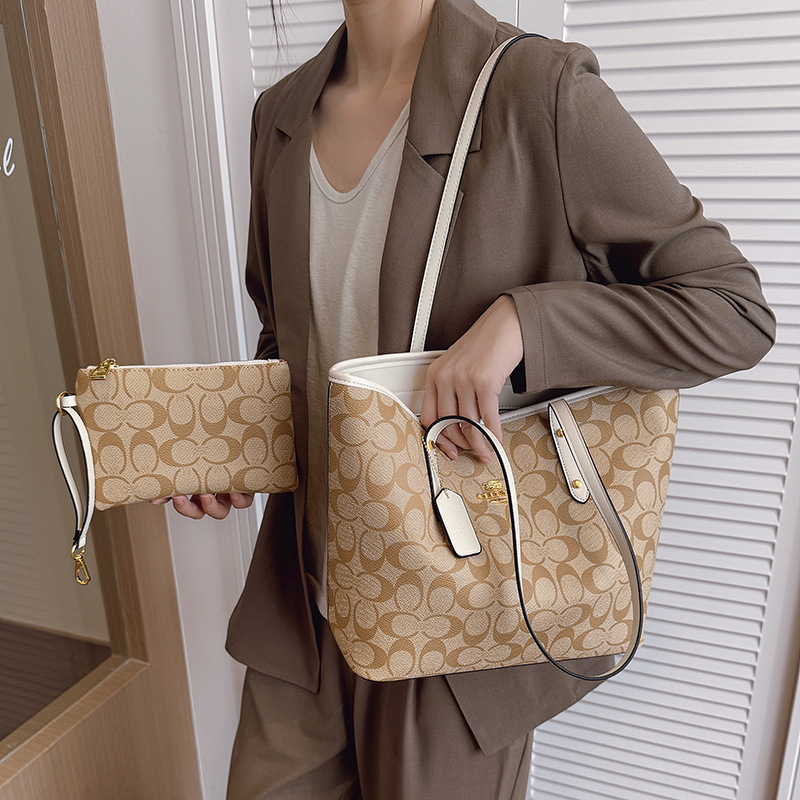 Luxury Bags Shopping - 高級デザイナーレディースショルダーバッグ大容量実用的なデイリーハンドバッグポケット付き耐久性のあるブランドレターカジュアルショッパー