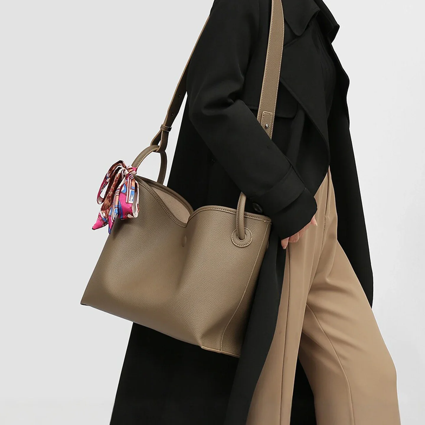 Luxury Bags Women - ライトラグジュアリー ハイエンド レディース トートバッグ PUレザー ソリッドカラー
