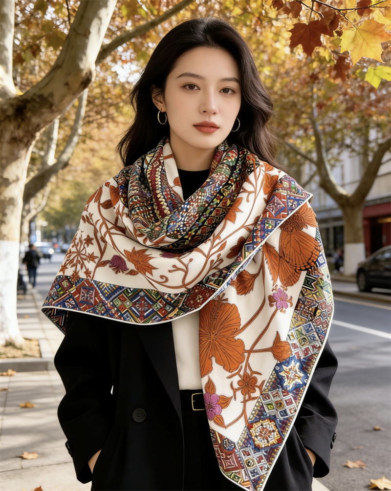 30% シルク 70% ウール スカーフ 大型両面ショール  - Luxury Bags Hong Kong のレビューと価格