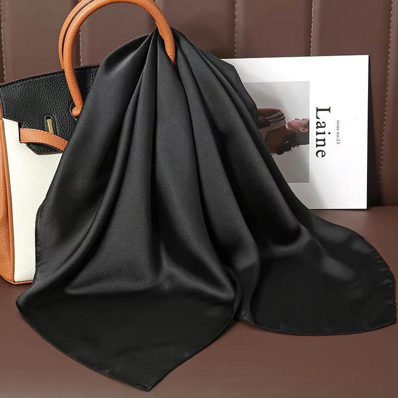 高級無地シルクスクエアスカーフ女性用ソフトサテン馬毛ヘアバン - Luxury Bags In China のレビューと価格