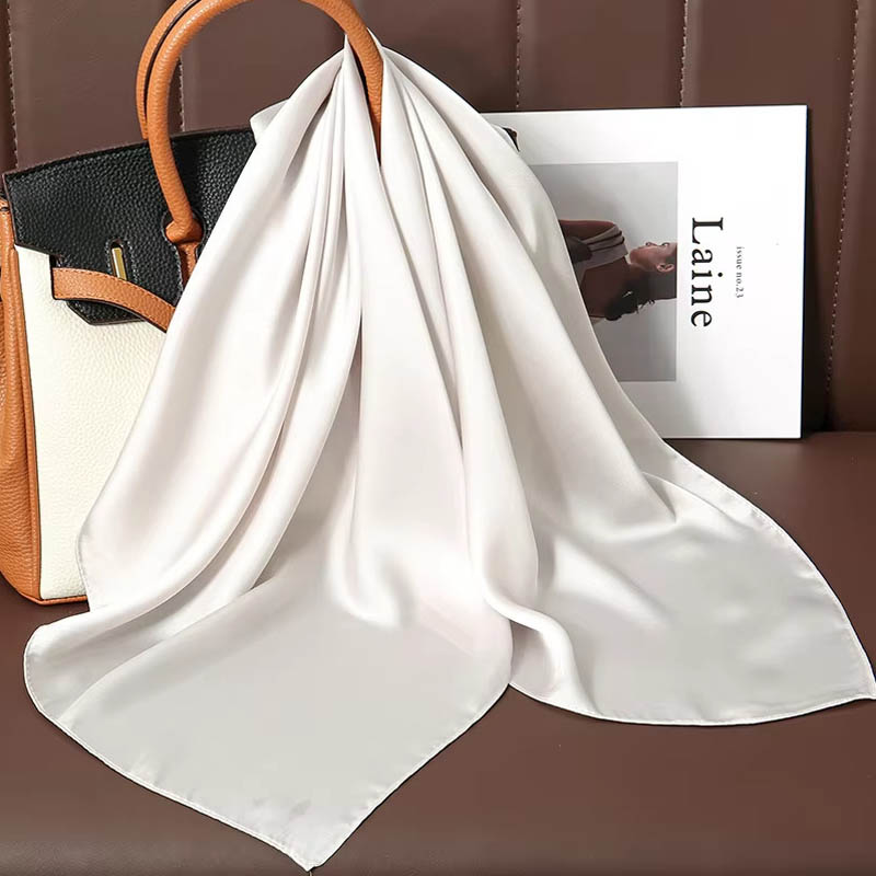 高級無地シルクスクエアスカーフ女性用ソフトサテン馬毛ヘアバン - Luxury Bags In China のレビューと価格