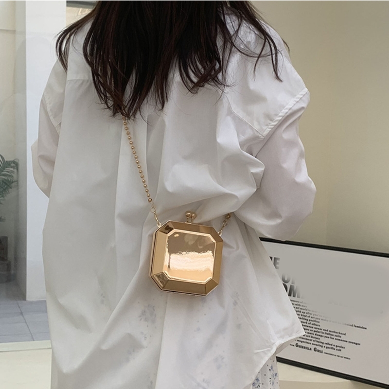 女性のためのゴールデンミニイブニングクラッチ,小さなPVCボ - Luxury Bags Women のレビューと価格