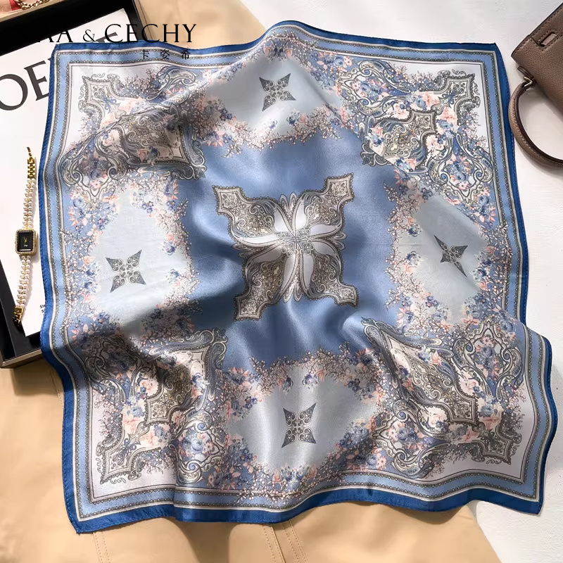 バロック花柄 100% 桑シルク正方形スカーフ 50 センチ - Luxury Bags In China のレビューと価格